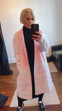 Pink Long Check Wool Blend Coat