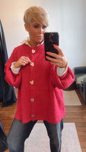 Red Gold Button Wool Blend Cardi