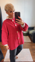 Red Gold Button Wool Blend Cardi