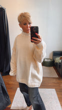 Beige Border Oversized Wool Blend Jumper