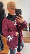 Load image into Gallery viewer, Wine String Detail Cardi
