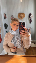 White & Black Leopard Print Scarf