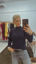 Refuge ribbed knit soft navy skivvy
