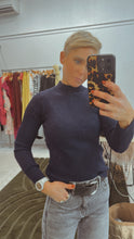 Refuge ribbed knit soft navy skivvy