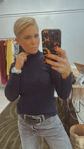 Refuge ribbed knit soft navy skivvy