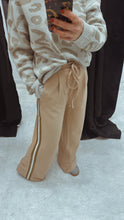 Refuge side stripe wide leg trousers beige