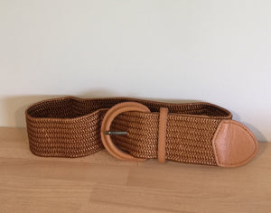 Stretch weave belt tan