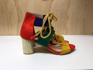 Colour wheel edgy lace up chunky heel sandals