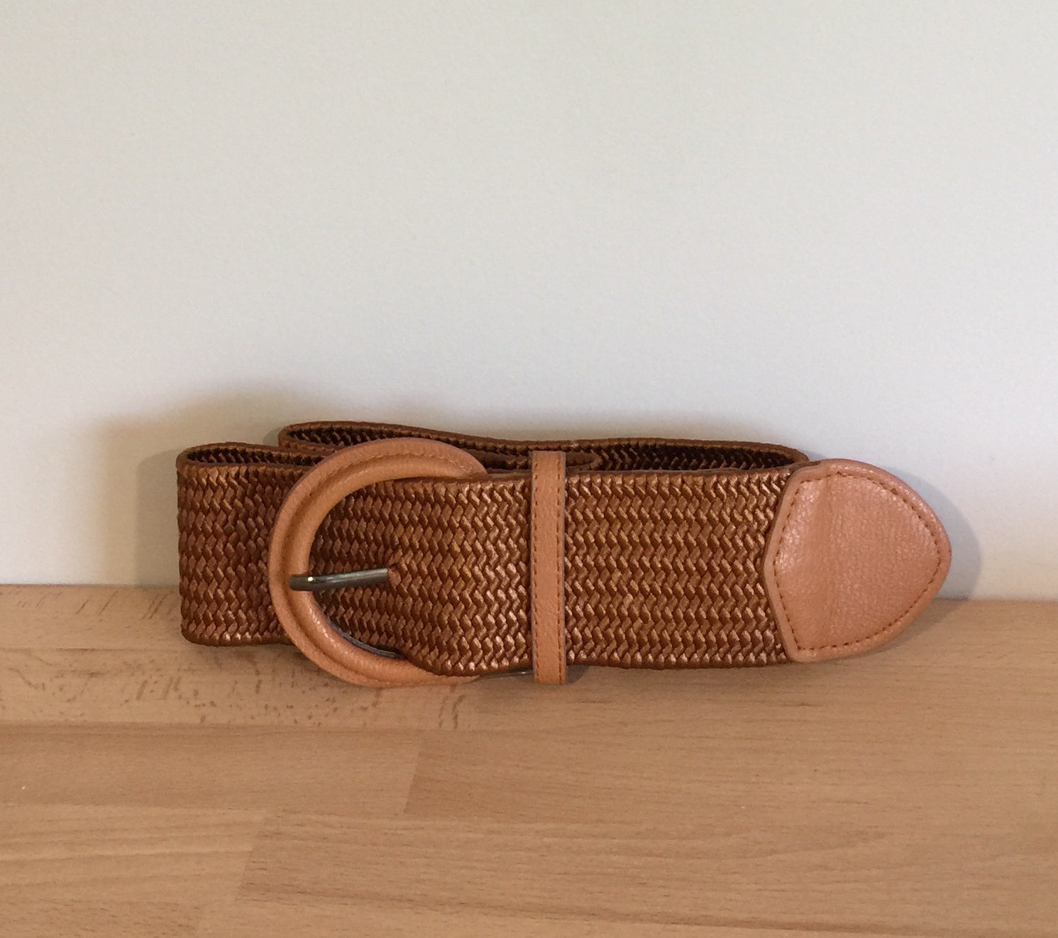 Stretch weave belt tan