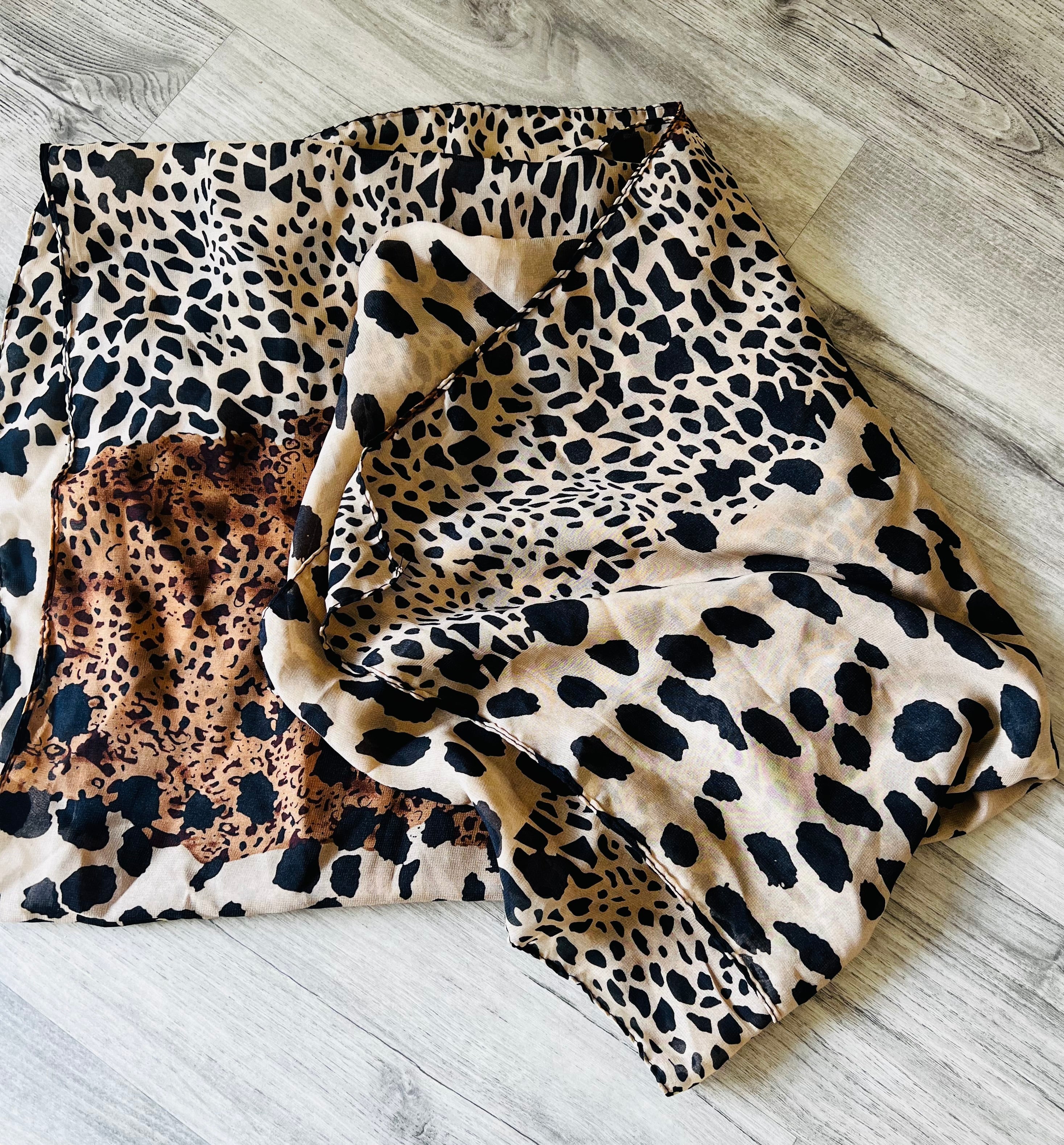 Leopard print natural tones scarf