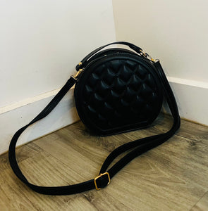 Black mini quilted circle bag