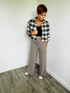 Plaid crop shacket