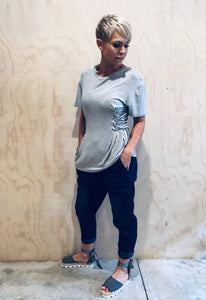 Side lace up top- marle grey