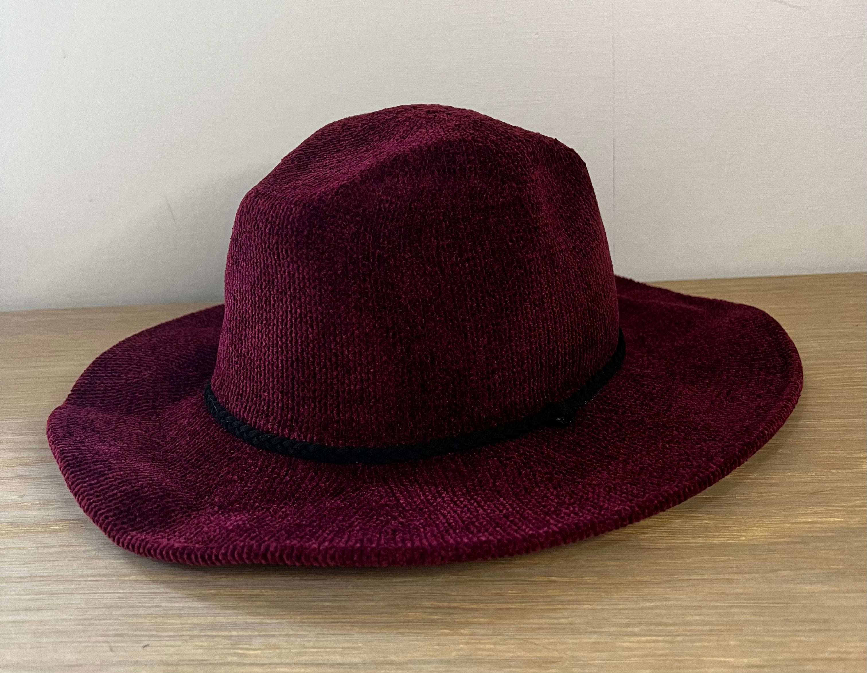 Fedora hat with braid detail burgundy