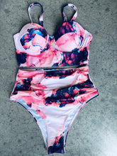 Marble print push up high waist two piece swimsuit