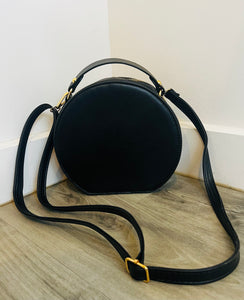 Black mini quilted circle bag