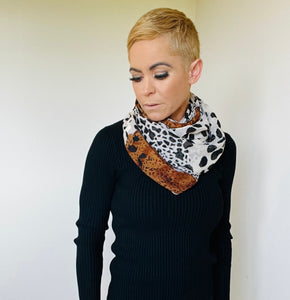 Rust & brown leopard print scarf