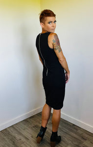 Crossover fitted dress black