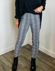 Plaid elastic waist pants