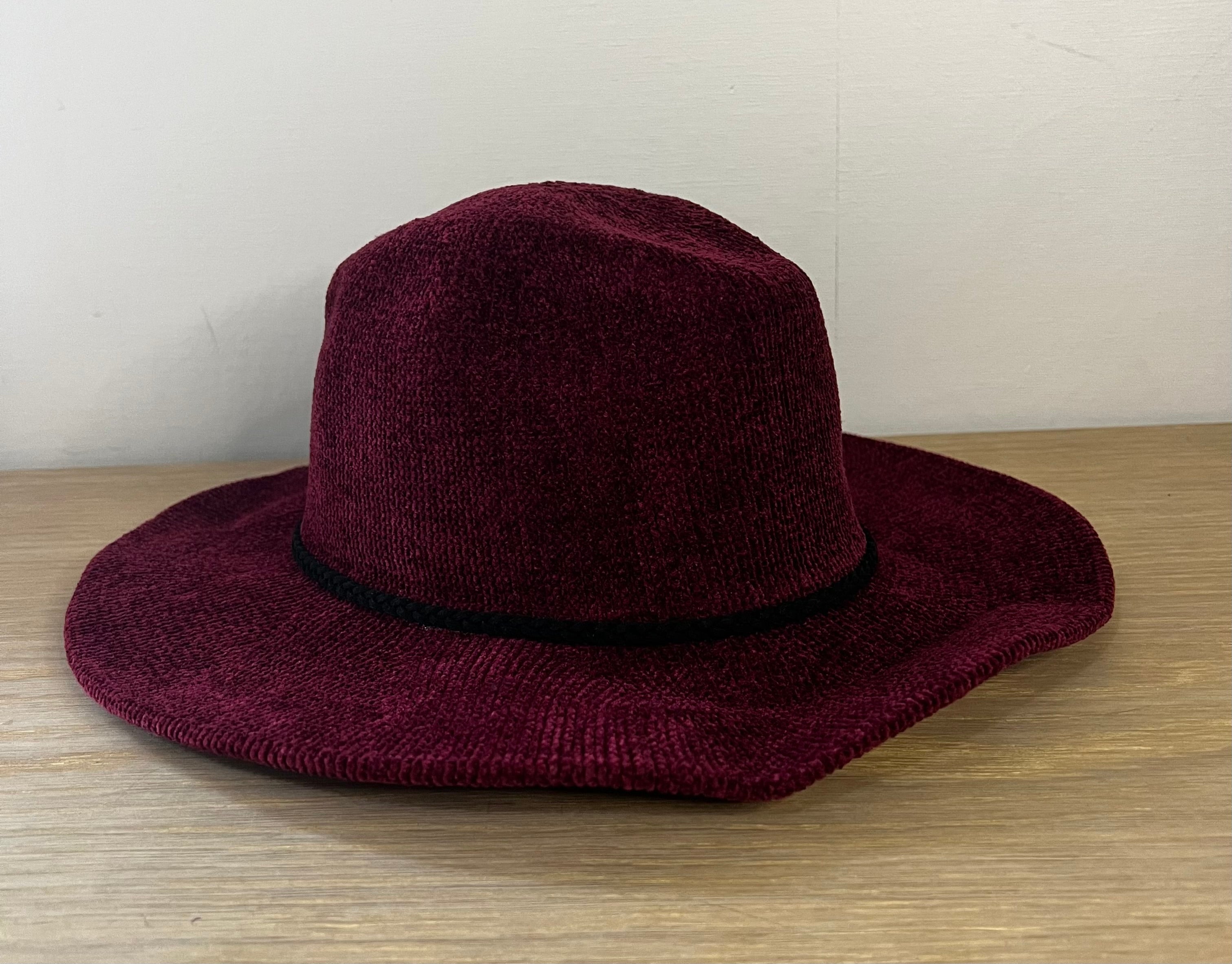 Fedora hat with braid detail burgundy