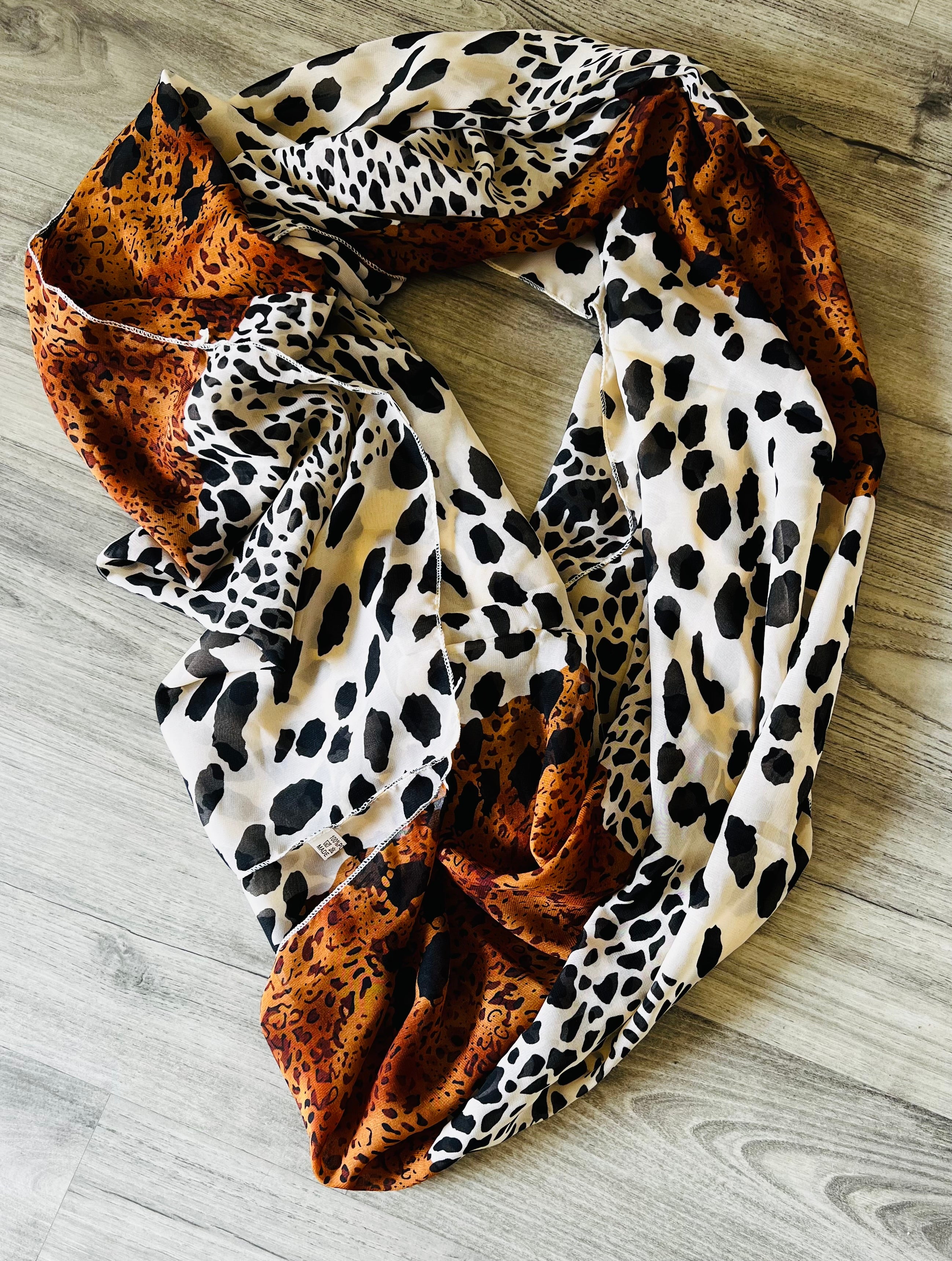 Rust & brown leopard print scarf