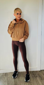 Choc brown knit yoga leggings